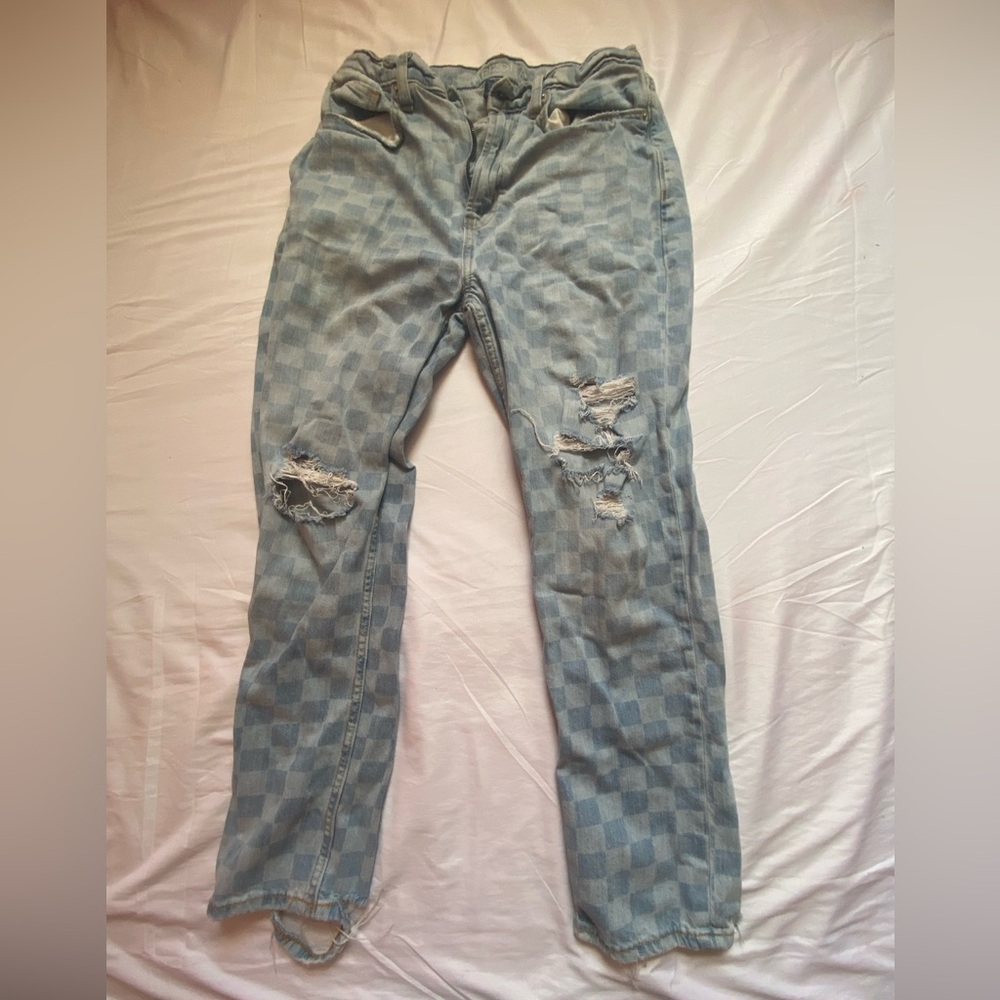 CHECKERED DESIGNED JEANS